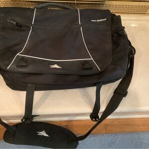 High Sierra Black Messenger Bag with White Trim